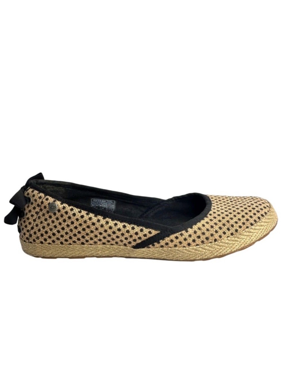 UGG Australia‎ Indah Espadrille Ballet Flats Burlap Polka Dot Bow Accent 9.5